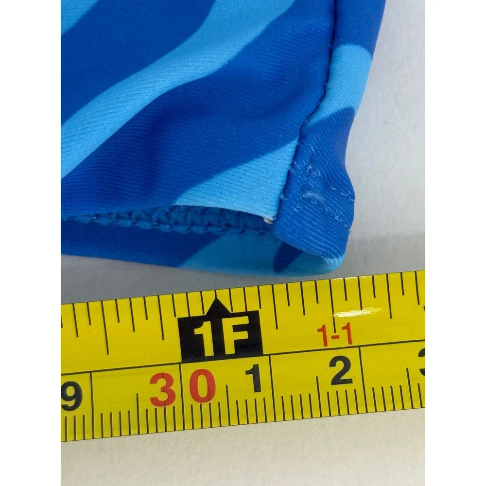 Blue Zebra Print Bandeau Bikini Top Keyhole Tie Strapless Swimwear Sz M